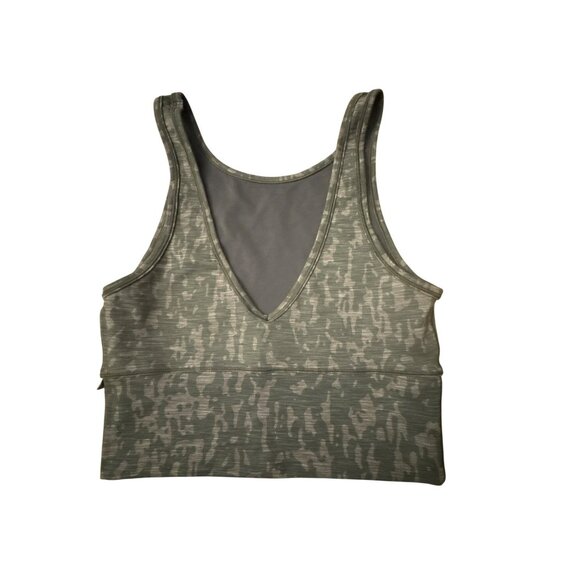Lululemon Power Pivot Tank Top 6? 4? Olive Green Camo Workout Cropped Small - Picture 2 of 6